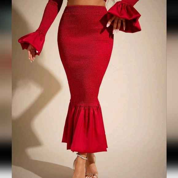 Solid Satin Mermaid Hem Midi Skirt, Spring Outfits, Summer Outfits For Women